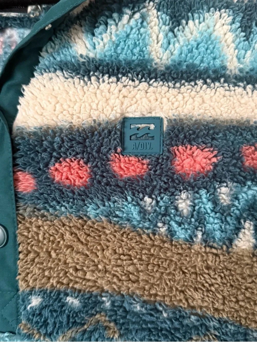 Billabong A/Div Switchback Sherpa Fleece Pullover Small Aztec Snap Mock Neck - Picture 6 of 9